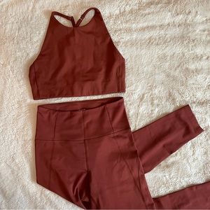 Girlfriend Collective Topanga Bra and Leggings, Terracotta, Size Small